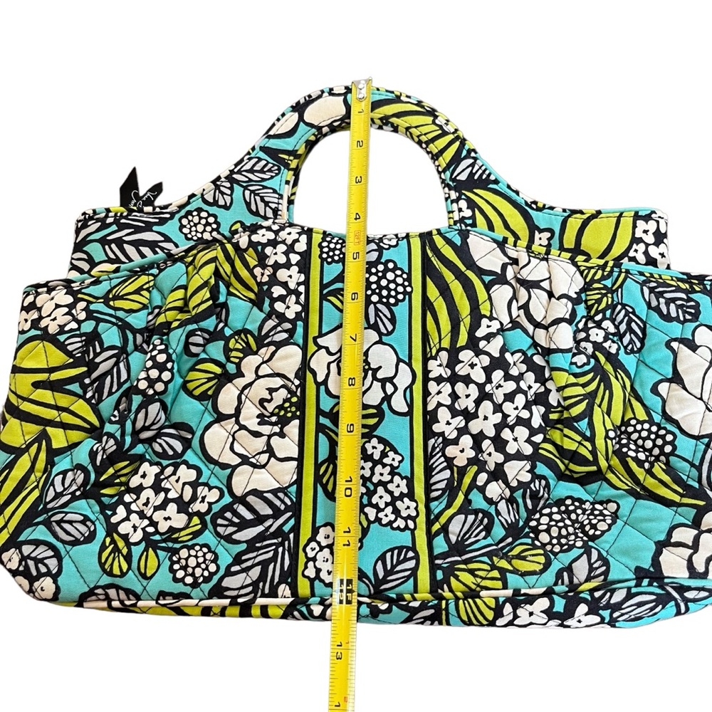 Vera Bradley Abby Purse Handbag Bag Satchel Island Blooms Blue Floral Blue Green - Picture 5 of 11